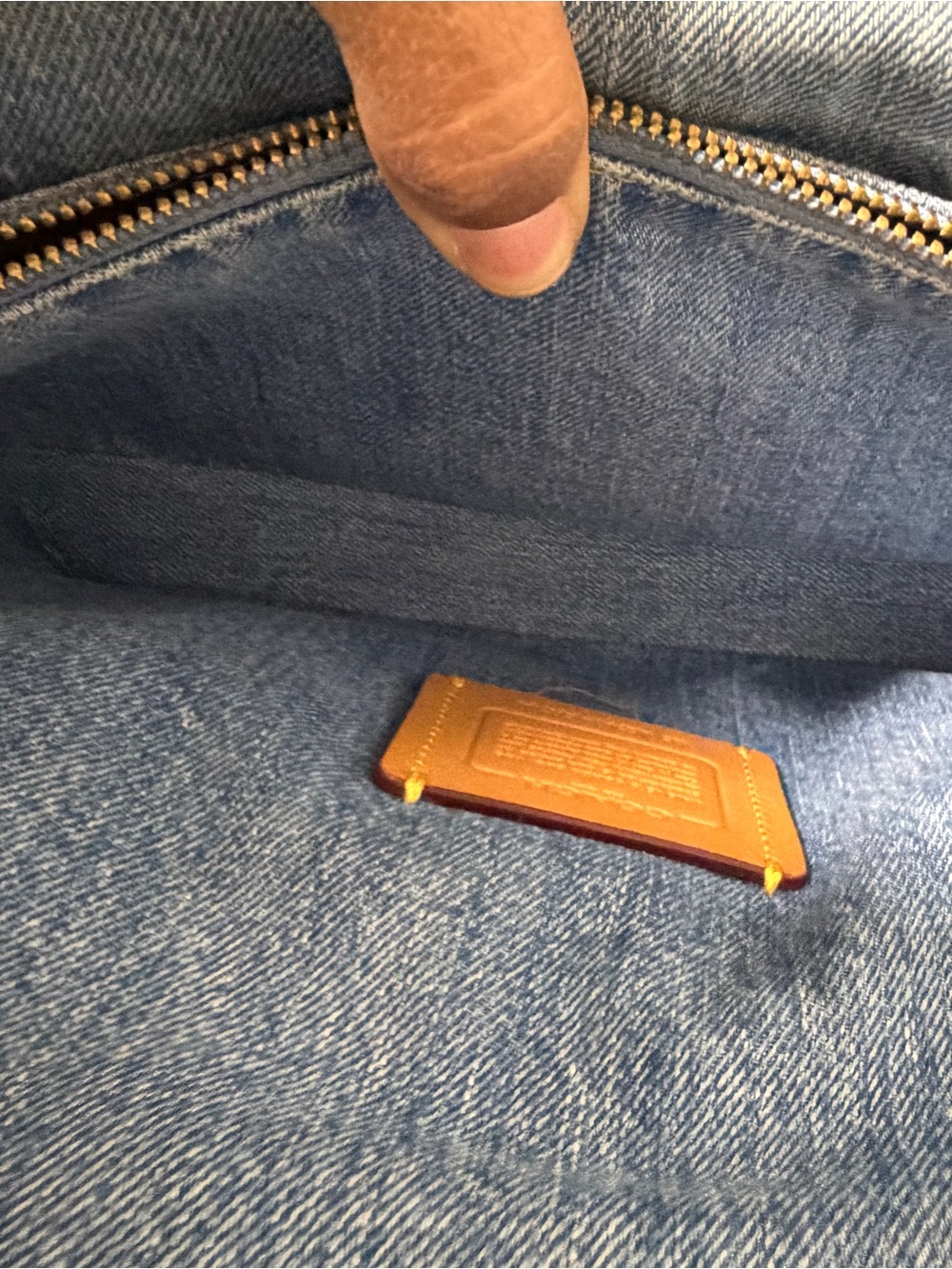 Coach Quilted Denim Shoulder Bag with Gold Chain and Dark Hardware - Blue - Picture 8 of 9